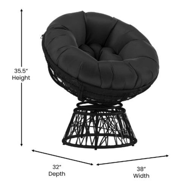 Bungalow Rose Swivel Patio Papasan Chair with Black Cushion Wayfair Canada